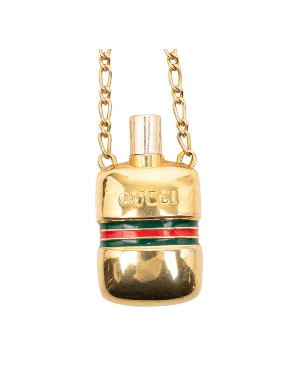 Gucci Vintage Sherry Line Perfume Bottle Pendant Necklace Gold Plated - Picture 2 of 5